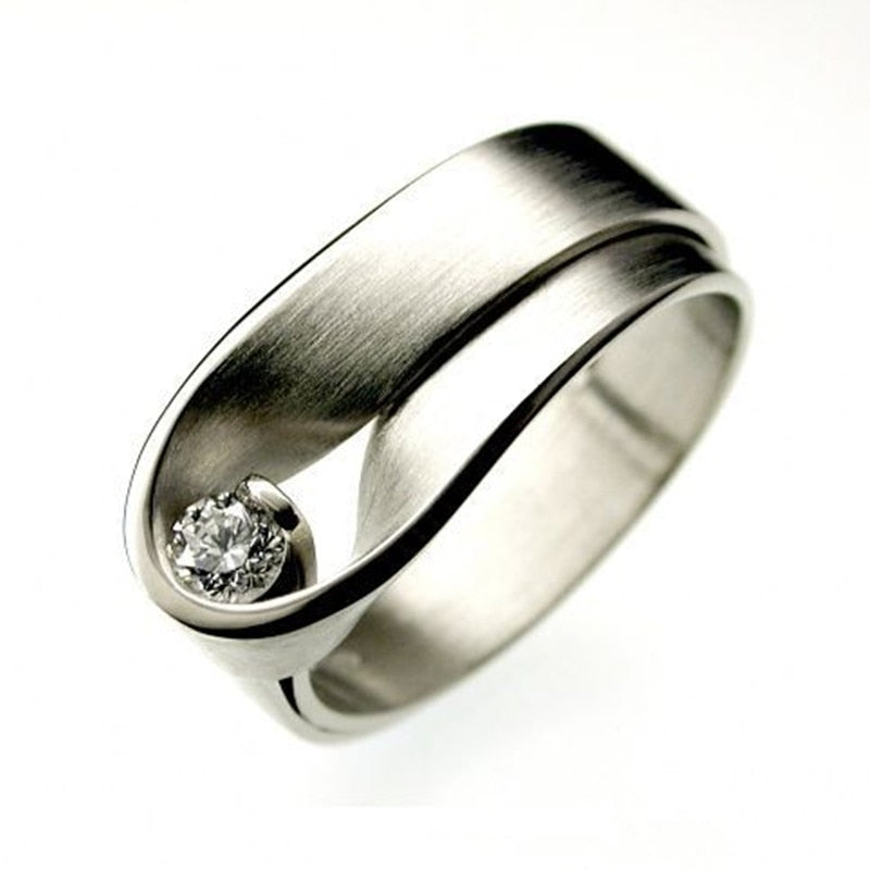 Avtoit | Korean New Design Simple Chic Silver Color  White Zircon Ring for Women