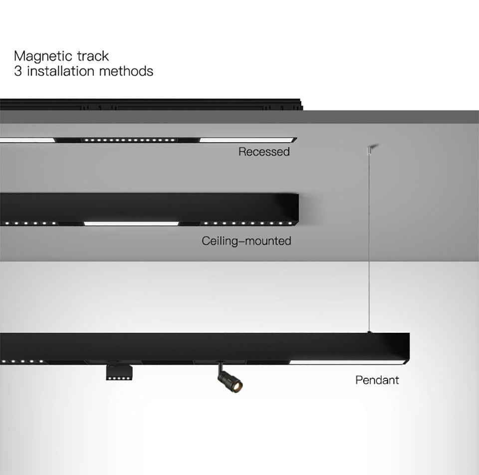 Avtoit | Wall-Mounted Black Continuous Magnetic Track System Light