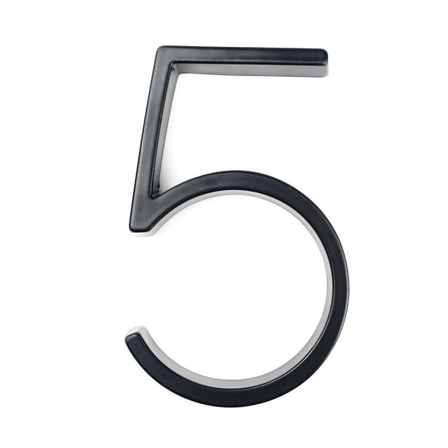 Avtoit | Royelux Modern House Numbers - Stainless Zinc Alloy, Black Finish, 5" High