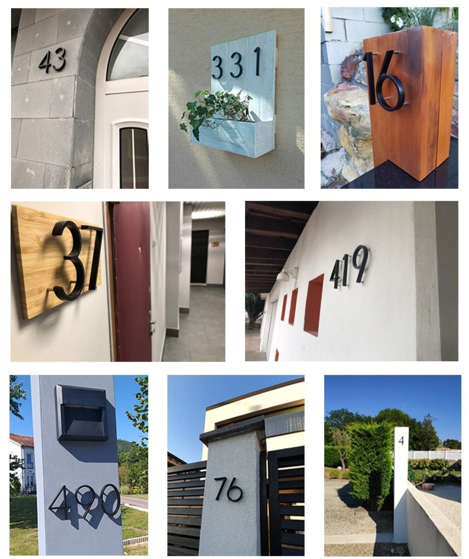 Avtoit | Royelux Modern House Numbers - Stainless Zinc Alloy, Black Finish, 5" High