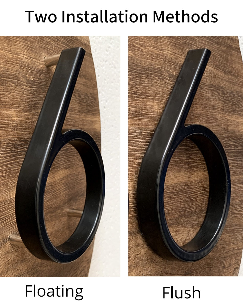 Avtoit | Royelux Modern House Numbers - Stainless Zinc Alloy, Black Finish, 5" High