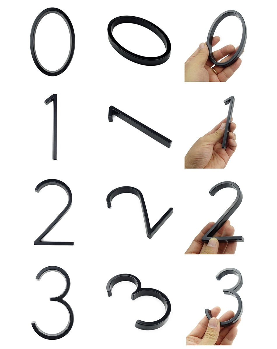 Avtoit | Royelux Modern House Numbers - Stainless Zinc Alloy, Black Finish, 5" High