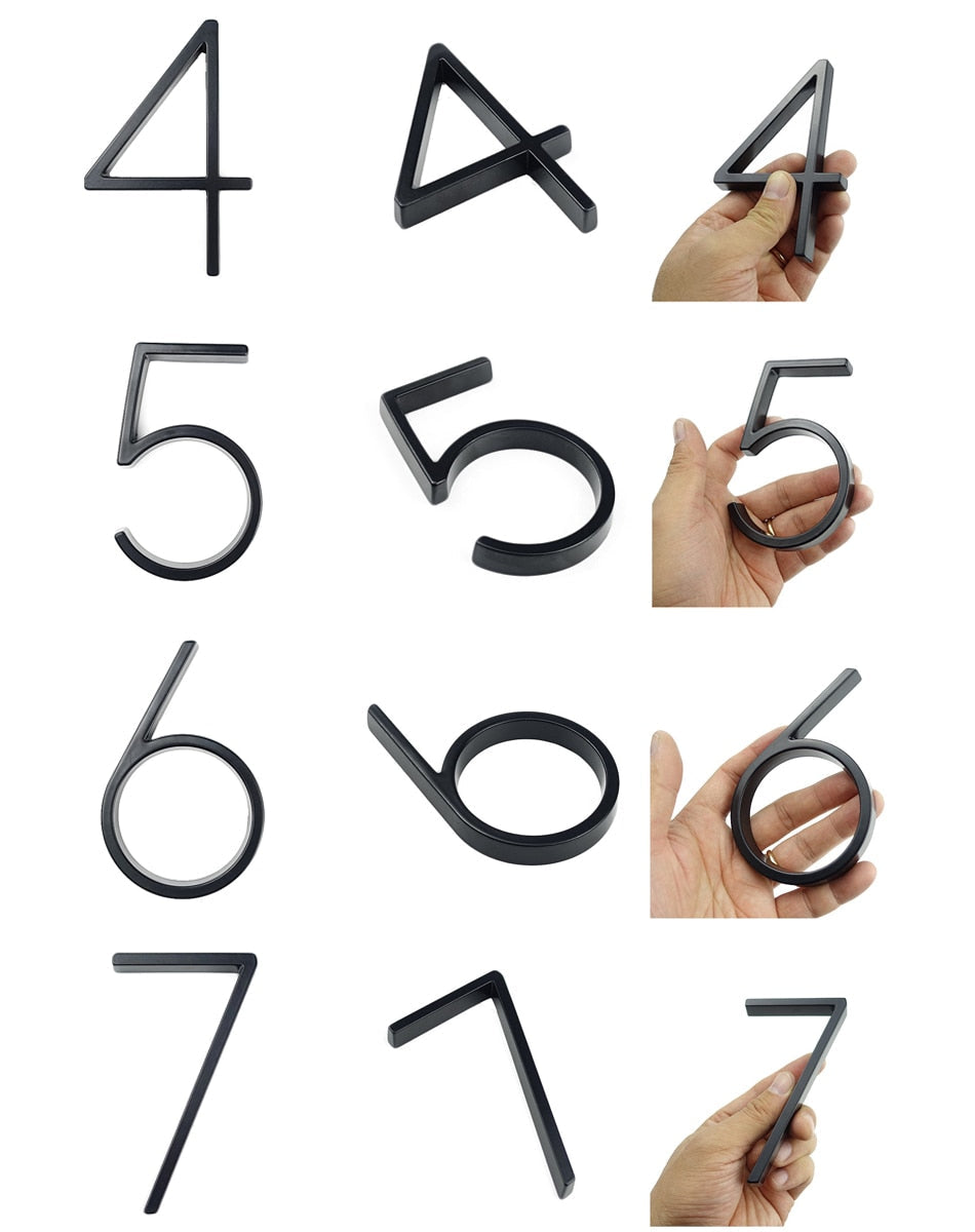 Avtoit | Royelux Modern House Numbers - Stainless Zinc Alloy, Black Finish, 5" High