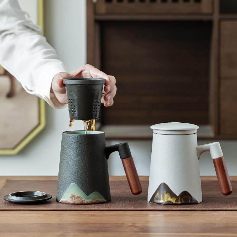 Avtoit | Mountain Art Ceramic Tea Mugs With Filter