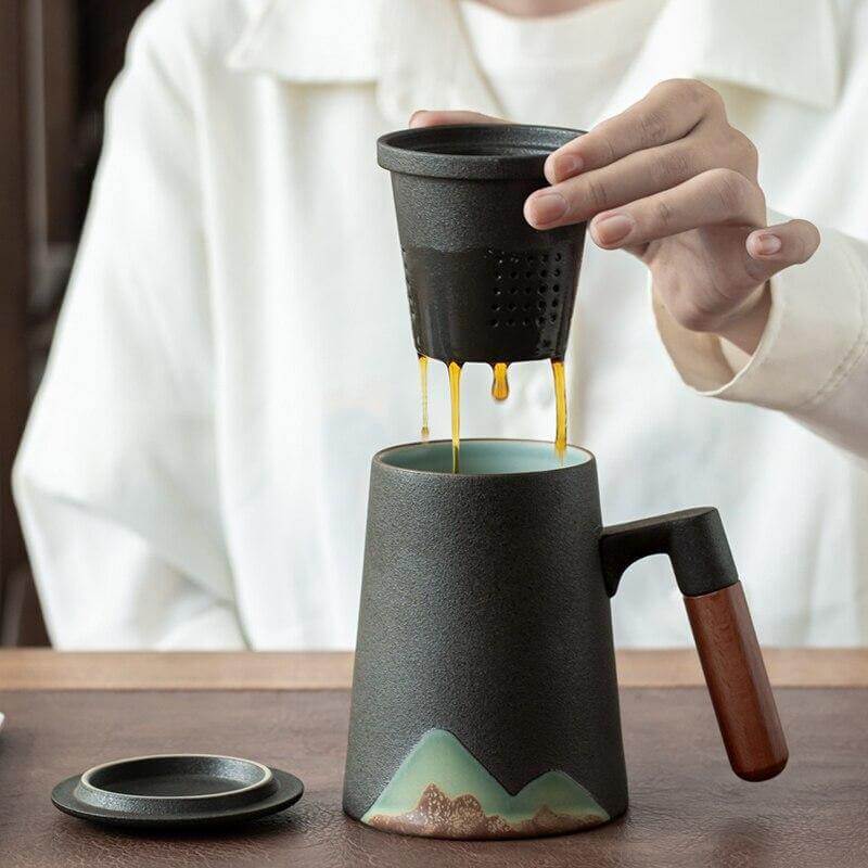 Avtoit | Mountain Art Ceramic Tea Mugs With Filter