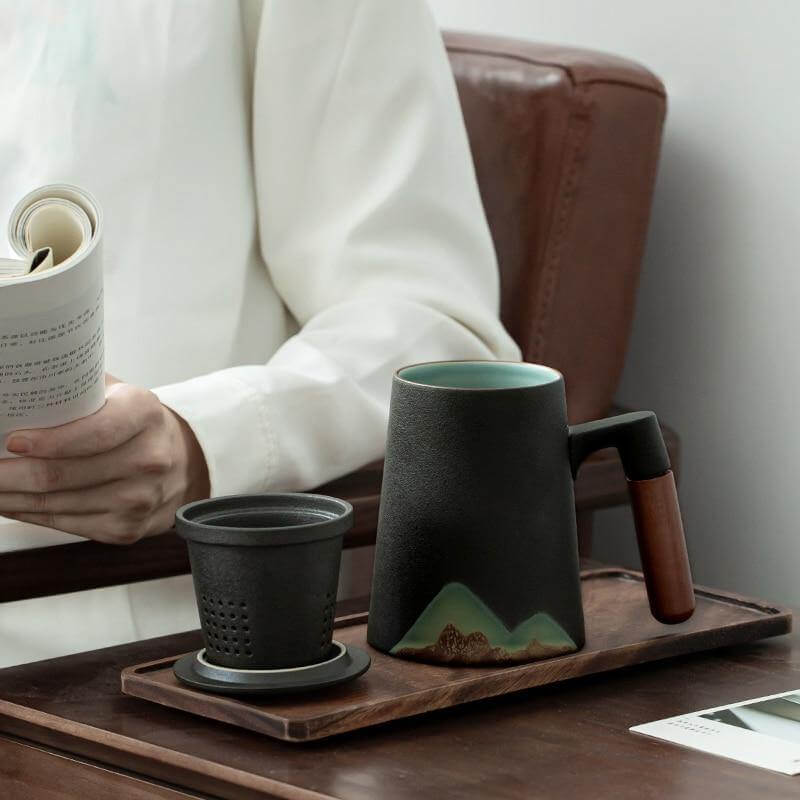 Avtoit | Mountain Art Ceramic Tea Mugs With Filter