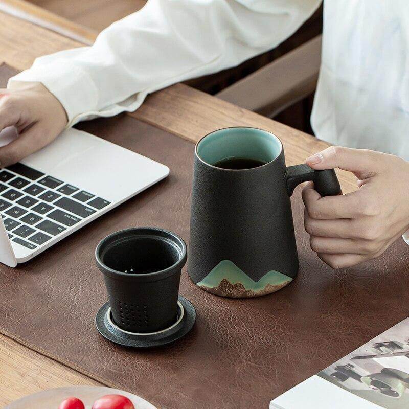 Avtoit | Mountain Art Ceramic Tea Mugs With Filter