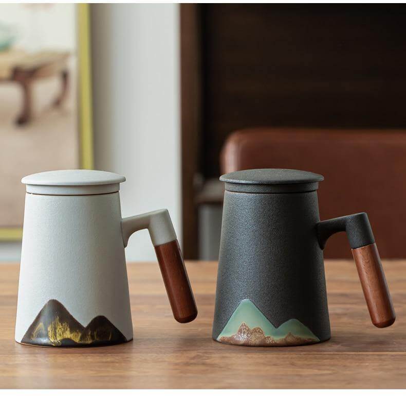 Avtoit | Mountain Art Ceramic Tea Mugs With Filter