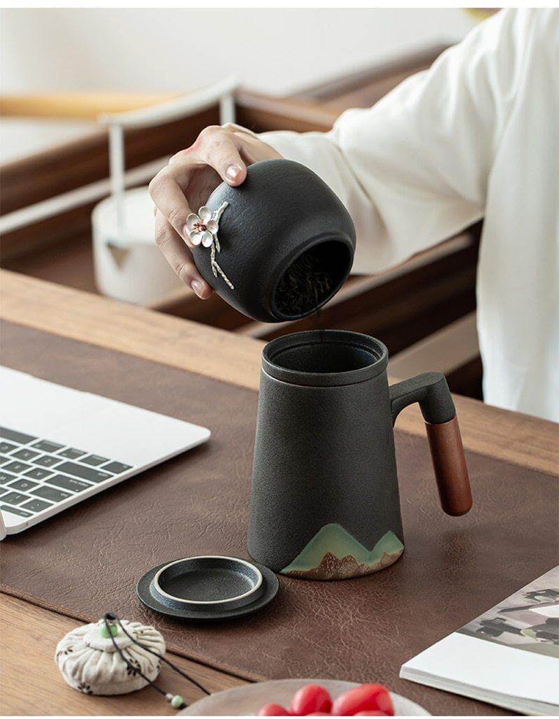 Avtoit | Mountain Art Ceramic Tea Mugs With Filter