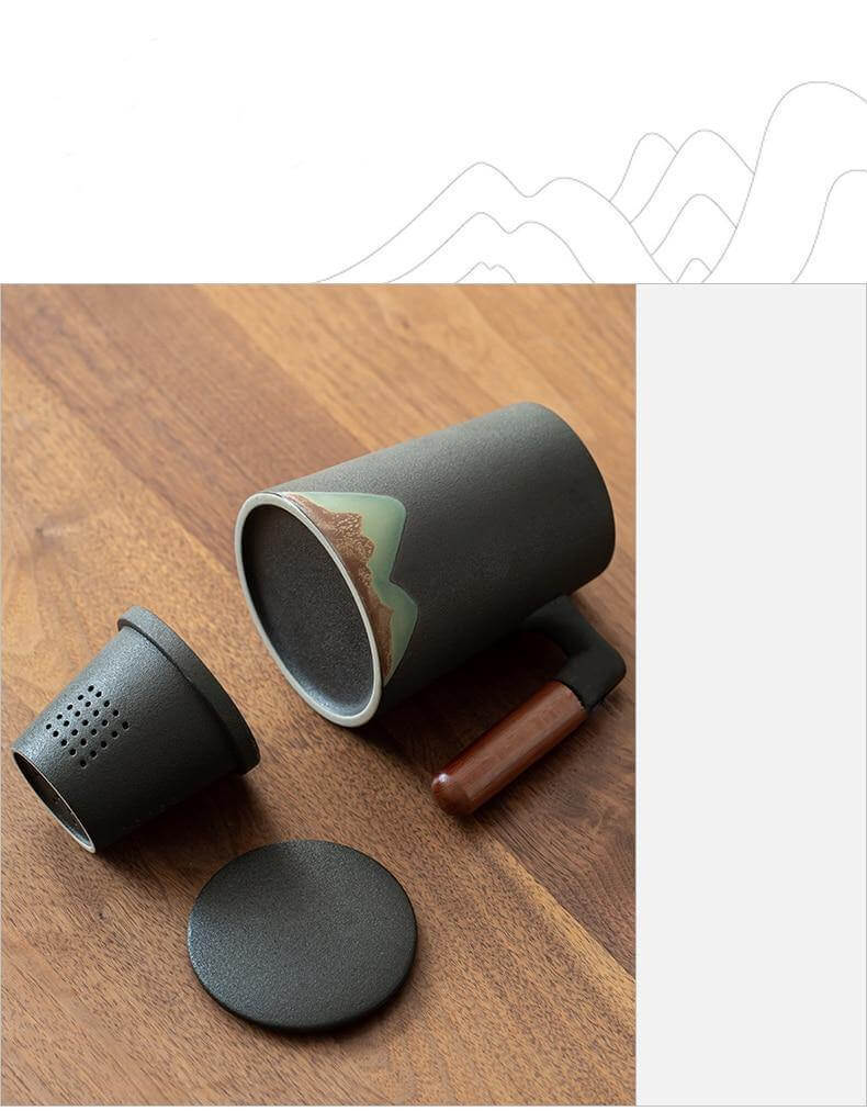 Avtoit | Mountain Art Ceramic Tea Mugs With Filter