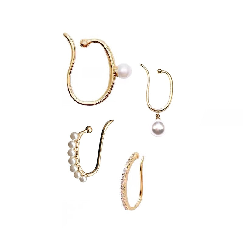 Avtoit | Minimalist Simulated Round Small Pearl Ear Cuff Earrings For Women