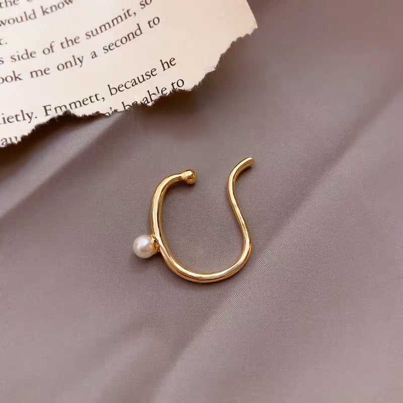 Avtoit | Minimalist Simulated Round Small Pearl Ear Cuff Earrings For Women