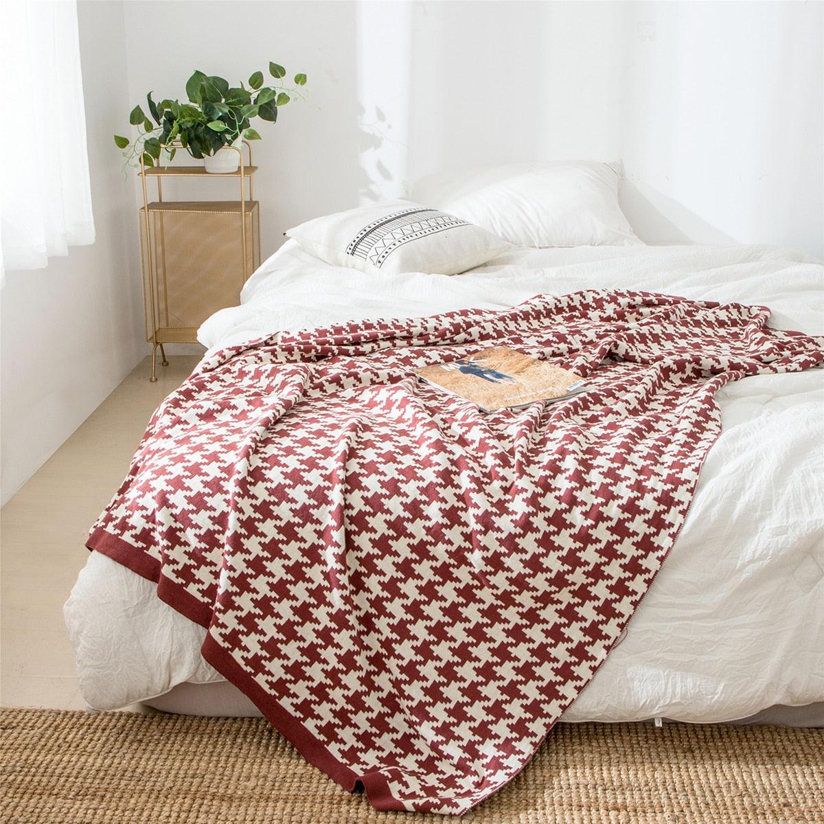 Avtoit | PlaidLuxe Houndstooth Throw Blanket | Checked Design | Soft & Cozy | Various Sizes
