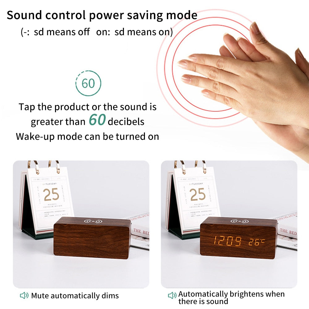 Avtoit | Modern Wood Wireless Charging Clock