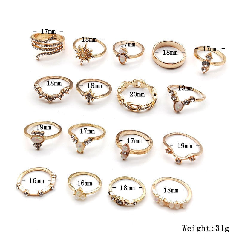 Avtoit | Fashion Crystal Gold color  Geometric Knuckle Rings set