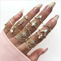 Avtoit | Fashion Crystal Gold color  Geometric Knuckle Rings set