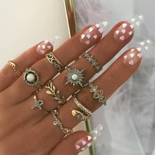 Avtoit | Fashion Crystal Gold color  Geometric Knuckle Rings set