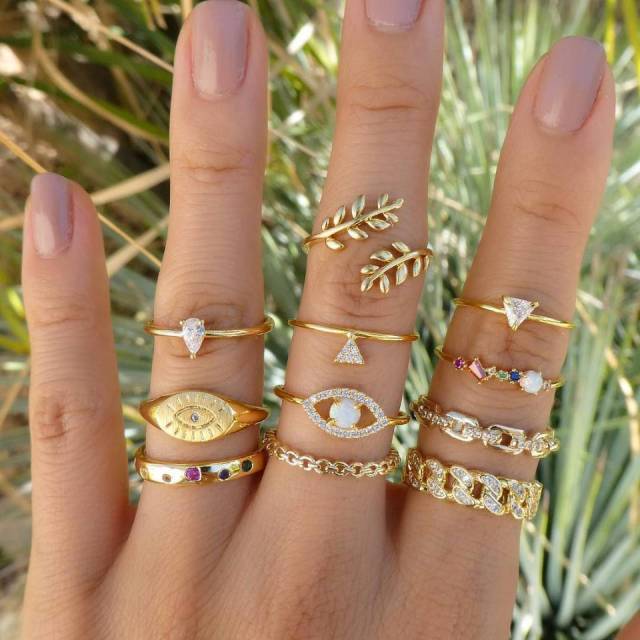 Avtoit | Fashion Crystal Gold color  Geometric Knuckle Rings set