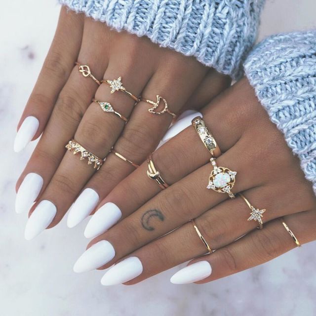Avtoit | Fashion Crystal Gold color  Geometric Knuckle Rings set