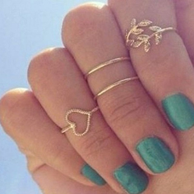 Avtoit | Fashion Crystal Gold color  Geometric Knuckle Rings set