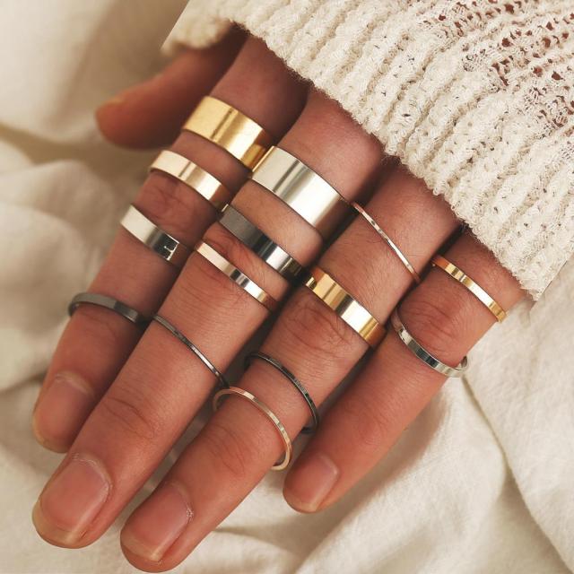 Avtoit | Fashion Crystal Gold color  Geometric Knuckle Rings set