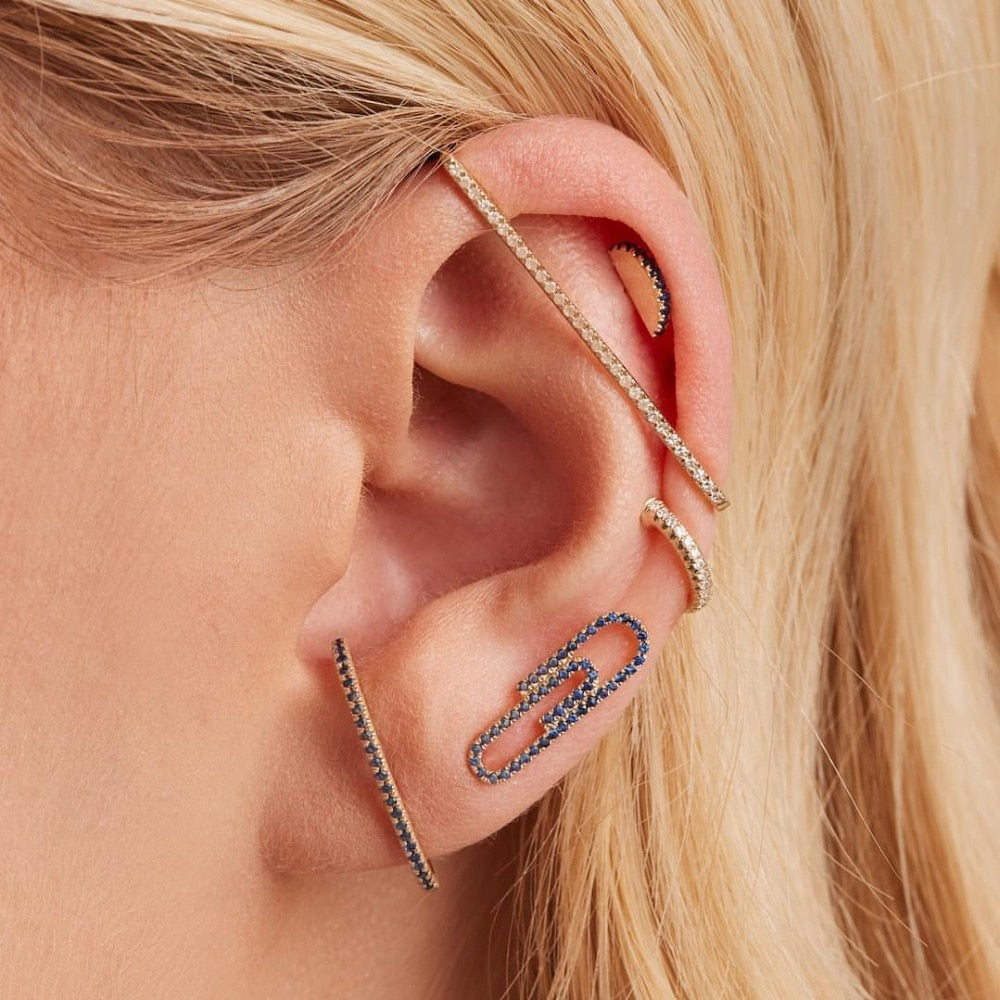 Avtoit | 1 piece ear white rainbow cz rectangle cuff earring