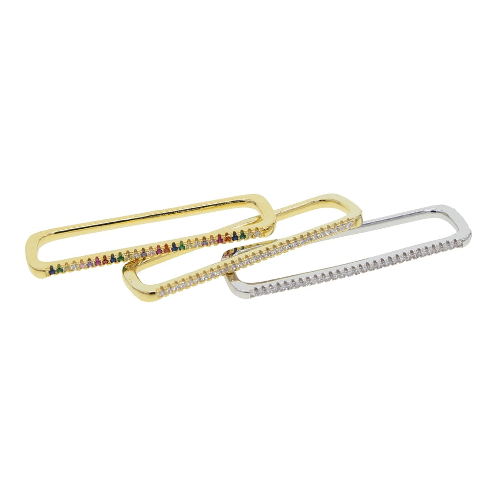 Avtoit | 1 piece ear white rainbow cz rectangle cuff earring