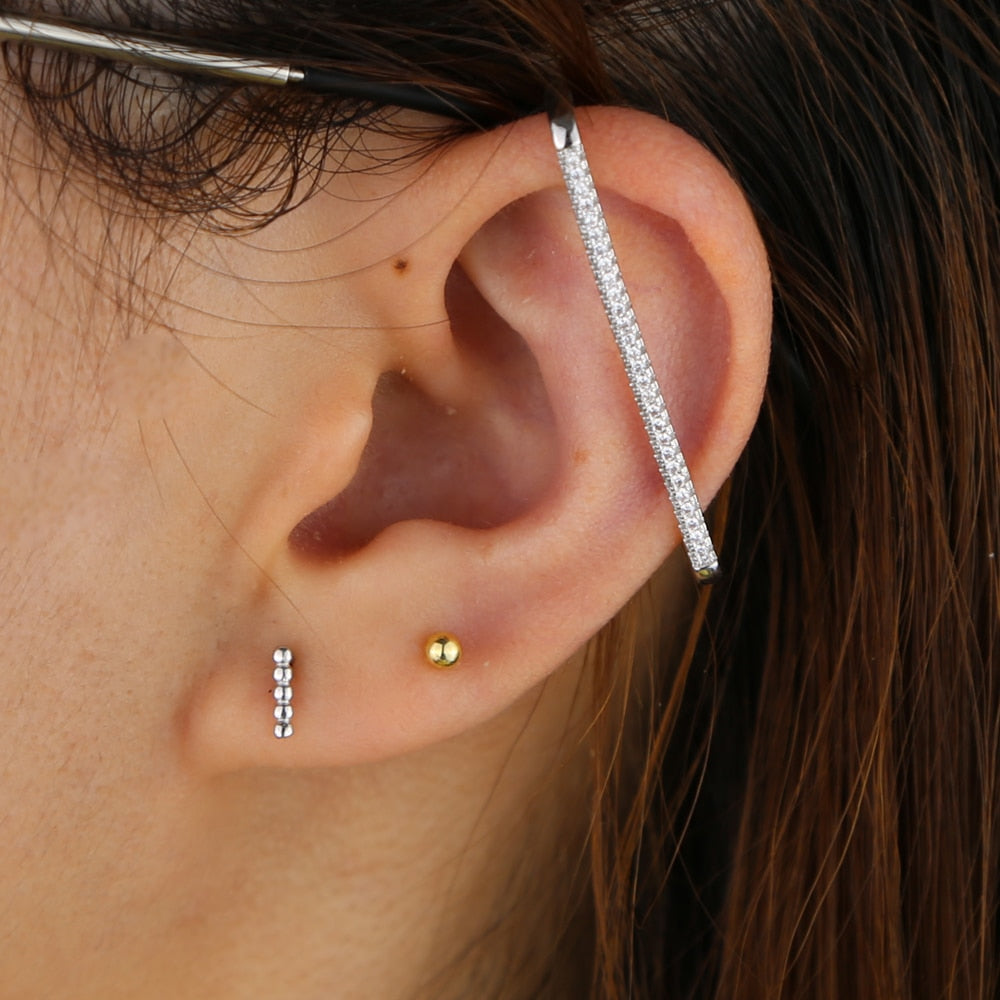 Avtoit | 1 piece ear white rainbow cz rectangle cuff earring
