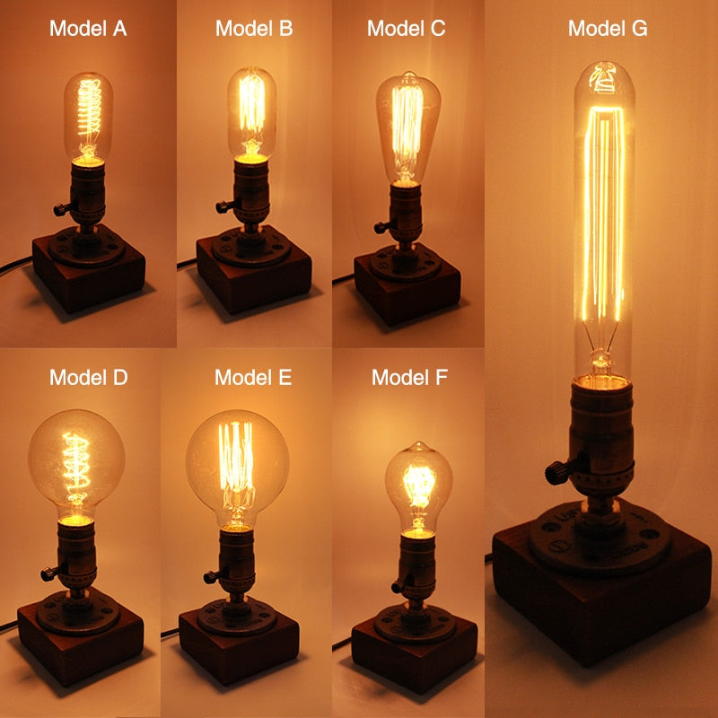 Avtoit | Vintage Industrial Wooden Dimmable Table Lamp