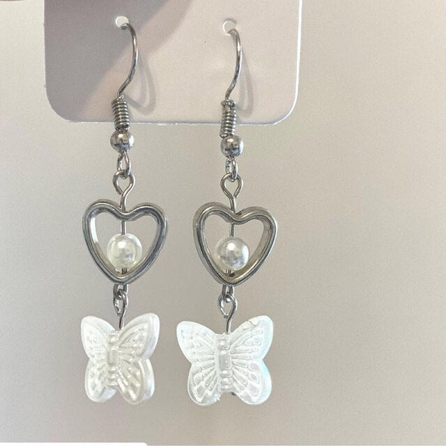 Avtoit | Harajuku Hollow Out Heart Butterfly Drop Earrings For Women