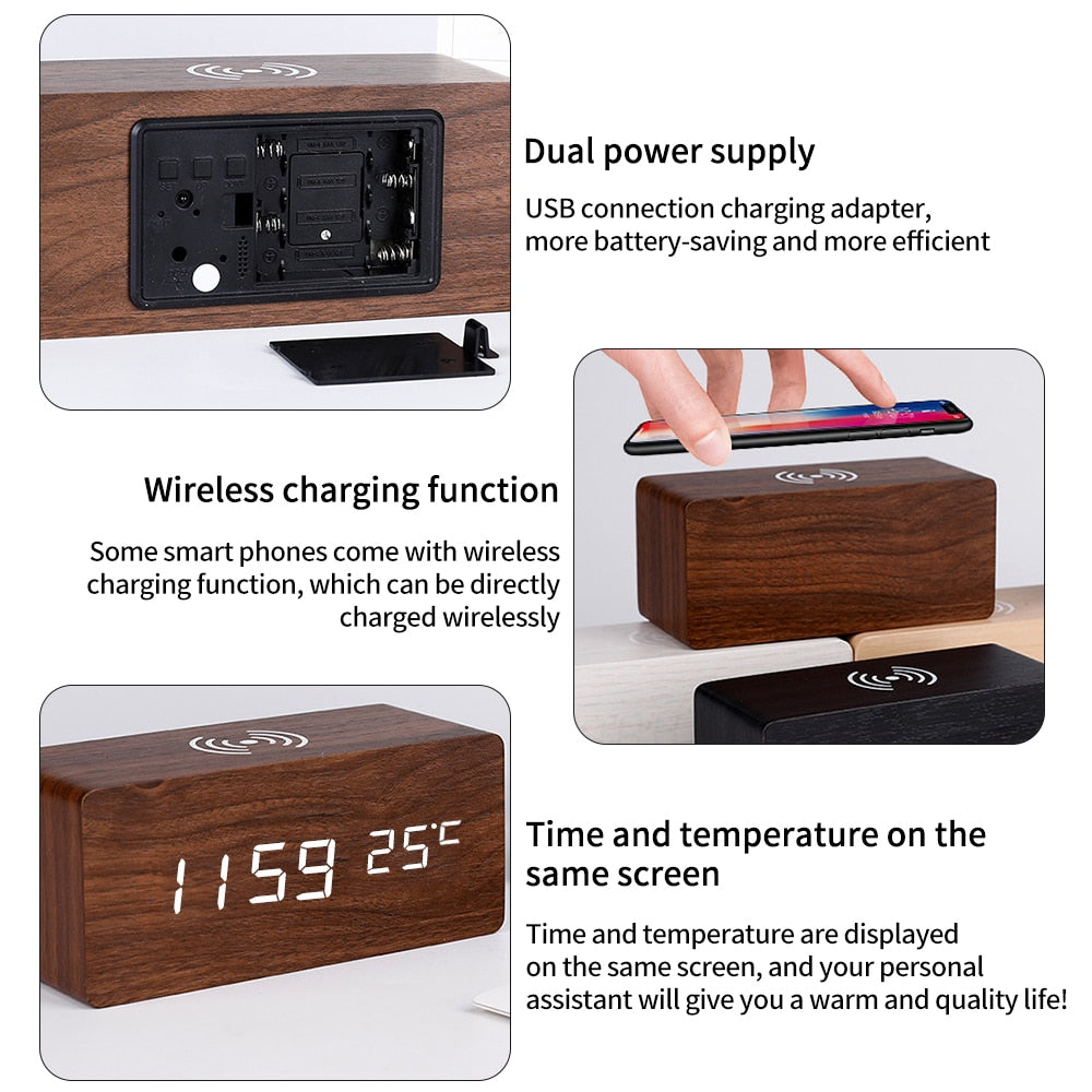 Avtoit | Modern Wood Wireless Charging Clock