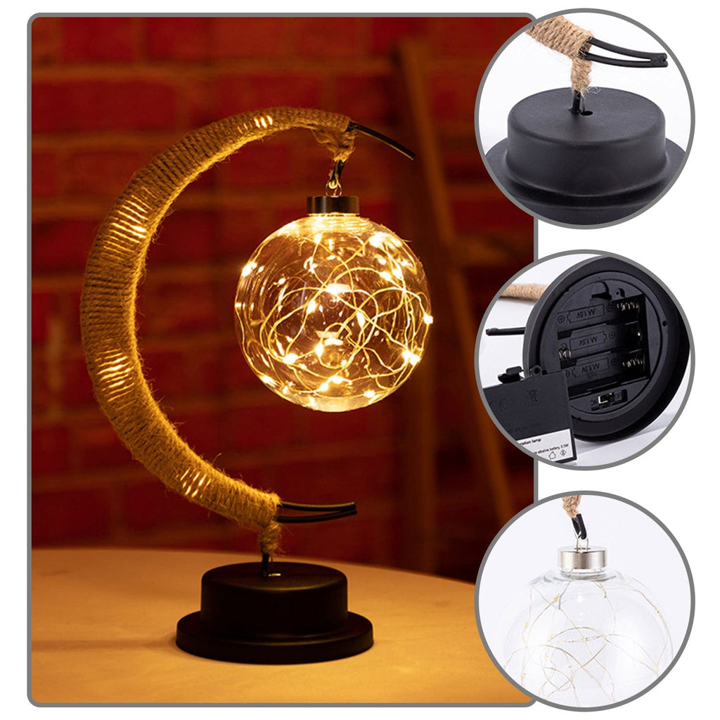 Avtoit | Rayvia Lunar Lamp - Half Moon LED Light with Glass Globe for Cozy Atmosphere