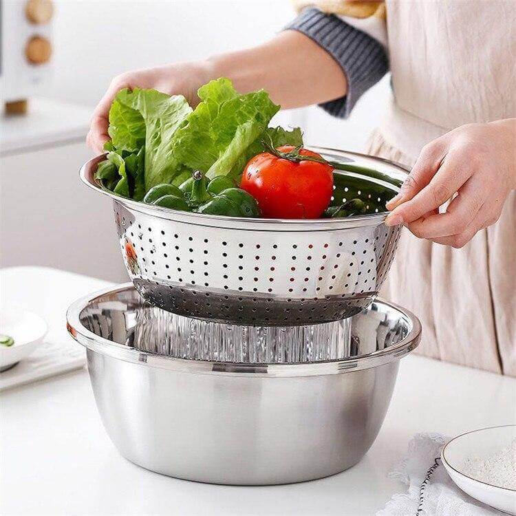 Avtoit | 3in1 Stainless Steel Vegetable Slicer with Drain Basket