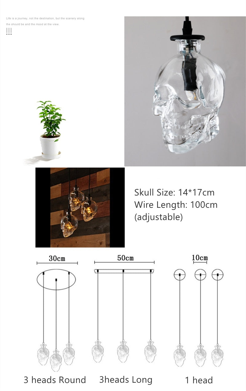 Avtoit | Retro Skull Glass Pendant Light