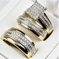Avtoit | Luxury 3 Pcs/Set Gold Color Full Zircon Engagement Rings For Women