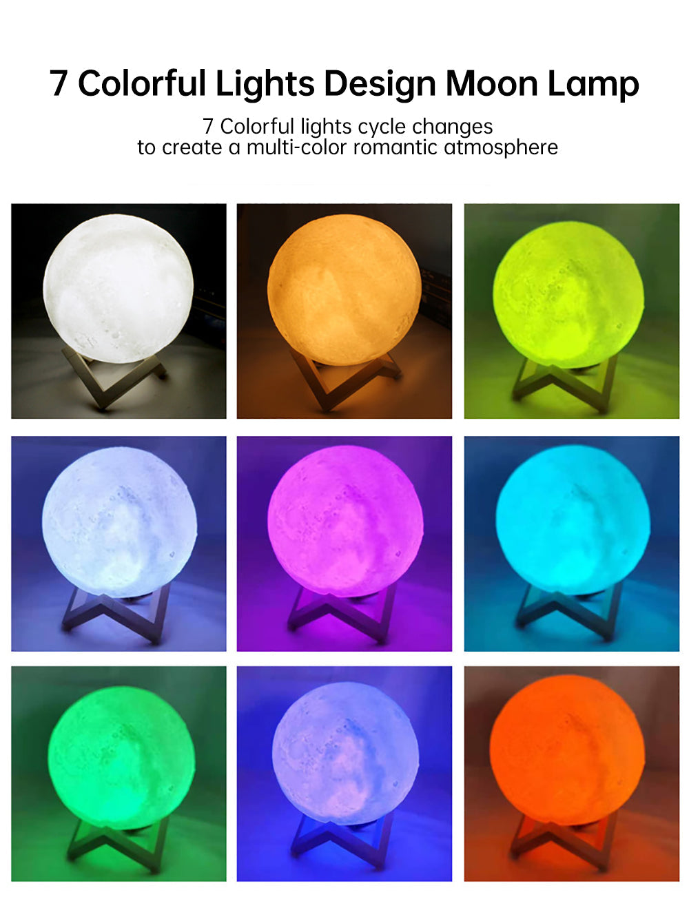 Avtoit | 3D Light Touch Switch Rechargeable Moon Night Lamp