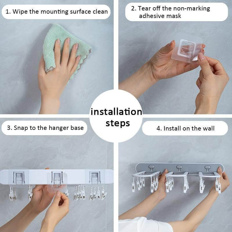 Avtoit | Wall-Mounted Folding Easy Drying Sock Hanger Rack
