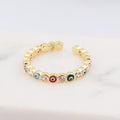 Avtoit | Bohemian Rainbow Evil Eye Rhinestone Filled Gold Rings
