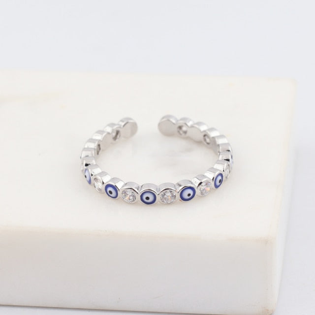 Avtoit | Bohemian Rainbow Evil Eye Rhinestone Filled Gold Rings
