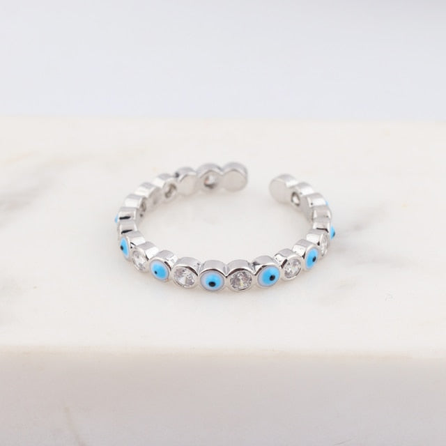 Avtoit | Bohemian Rainbow Evil Eye Rhinestone Filled Gold Rings