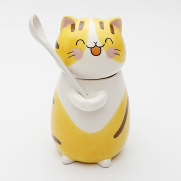 Avtoit | Cute Cat Handmade Coffee Mugs with Spoon