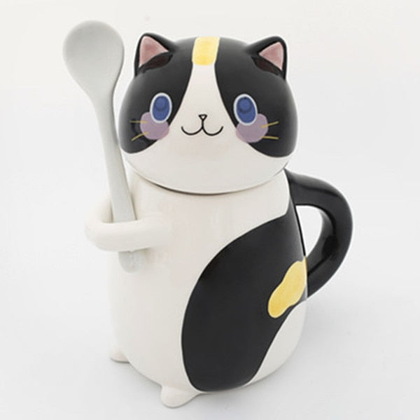 Avtoit | Cute Cat Handmade Coffee Mugs with Spoon