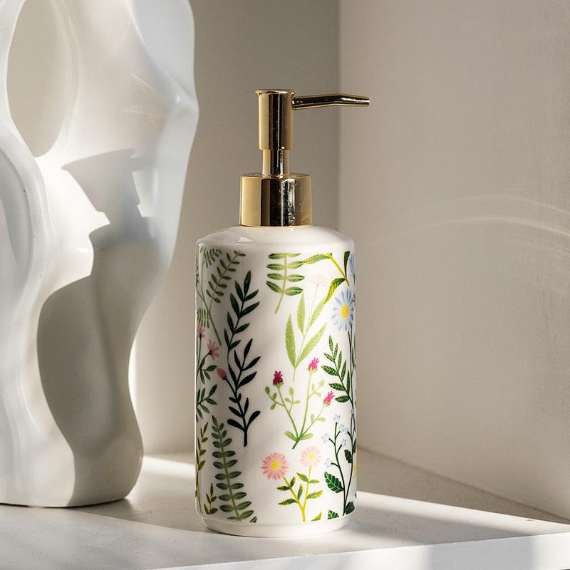 Avtoit | Soap dispenser made of ceramic with floral design