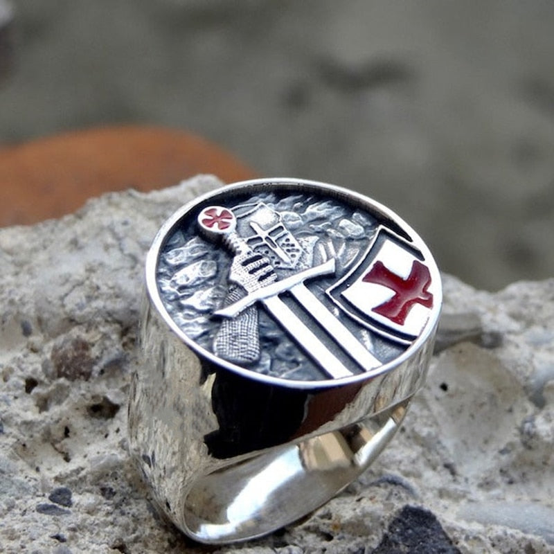 Avtoit | Mens Knights Templar Red Cross 316L Stainless Steel Rings for Men