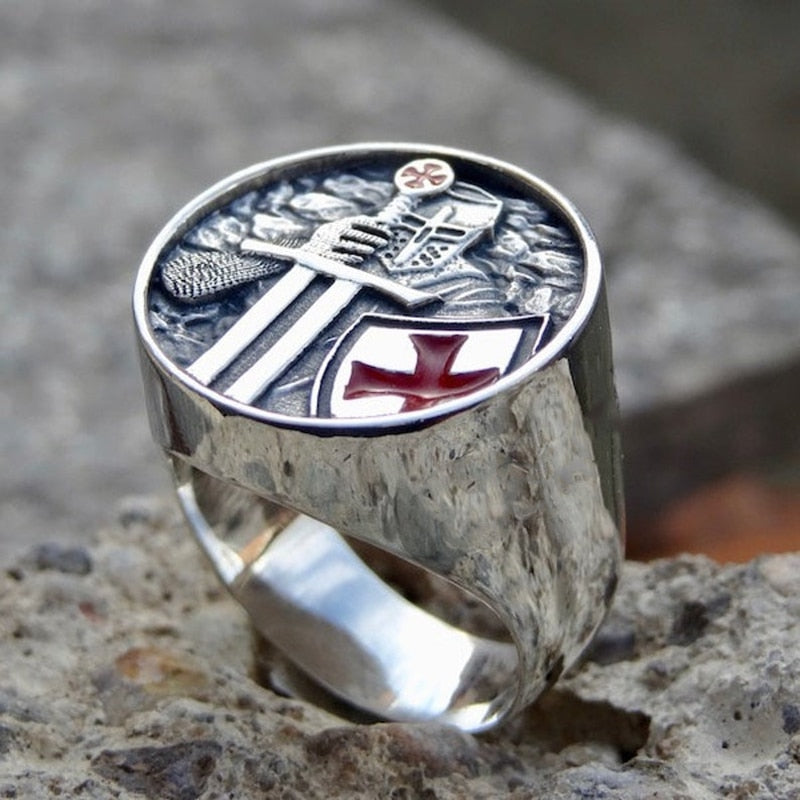 Avtoit | Mens Knights Templar Red Cross 316L Stainless Steel Rings for Men