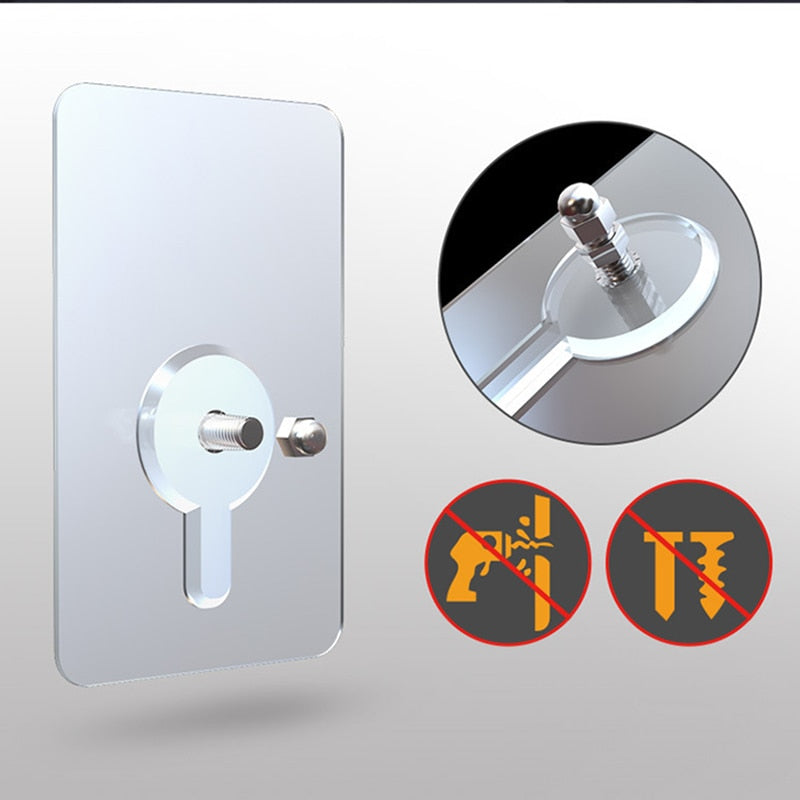 Avtoit | 10 pieces heavy-duty punch-free transparent adhesive hooks