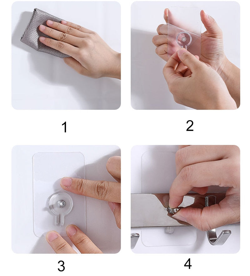 Avtoit | 10 pieces heavy-duty punch-free transparent adhesive hooks