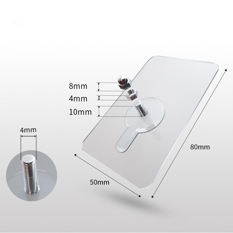Avtoit | 10 pieces heavy-duty punch-free transparent adhesive hooks