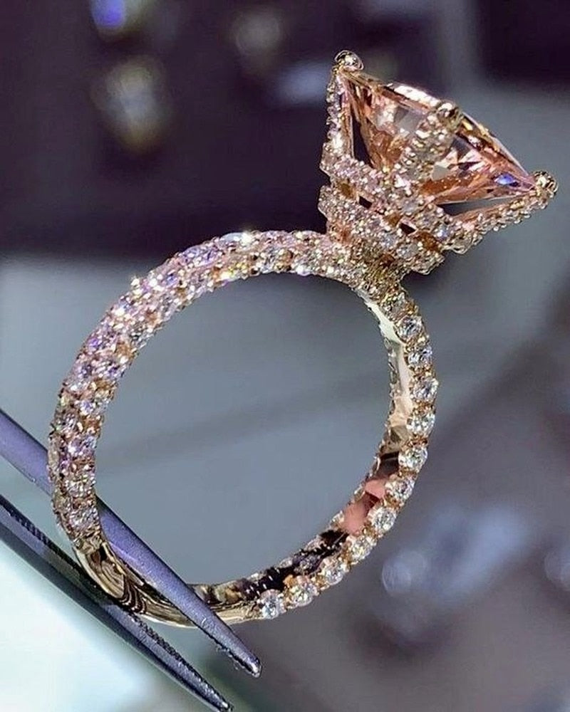 Avtoit | Luxury Fashion Rose Gold Filling Inlaid Zircon Crystal Wedding Rings