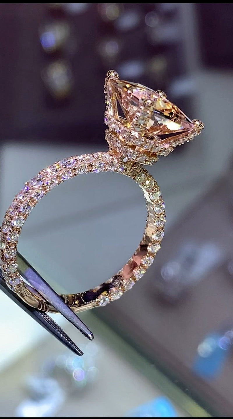 Avtoit | Luxury Fashion Rose Gold Filling Inlaid Zircon Crystal Wedding Rings